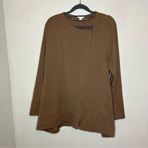 J. Jill Taupe Zip Up Cardigan Size M